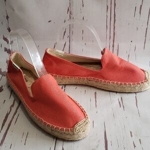 Saludos coral canvas espadrilles flats loafers platforms women's shoes size 8